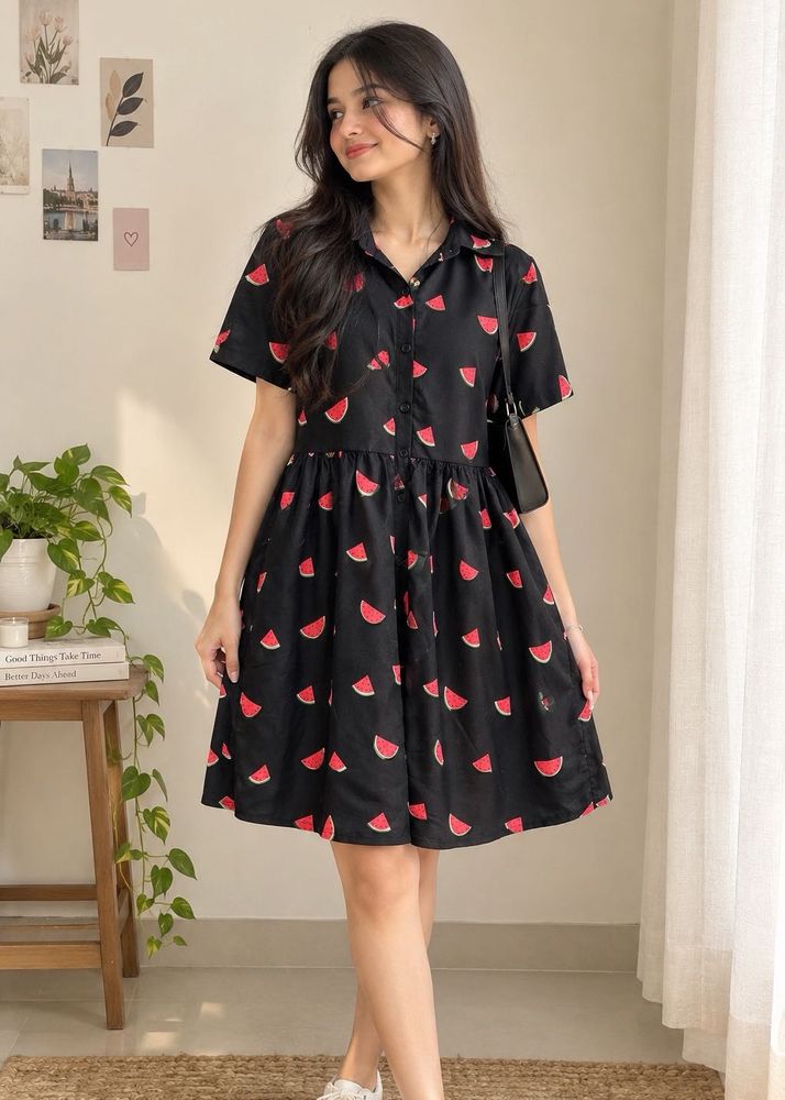 Cute Watermelon Print Mini Dress