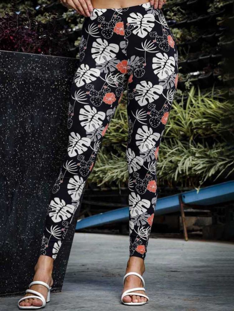 Black Printed Stretchable Legging