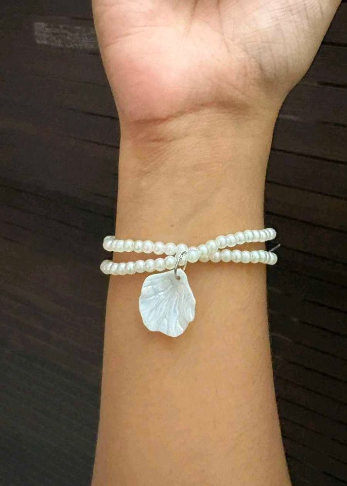 Pearl Bracelet with Petal Charm