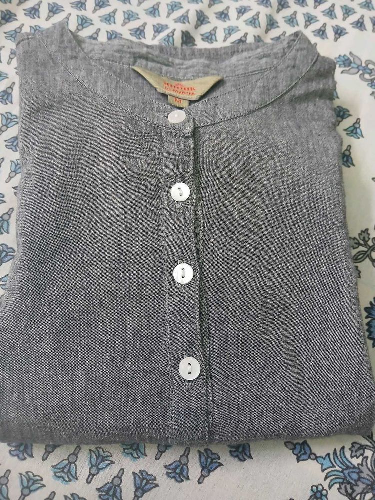 Gray Button-Down  Kurta