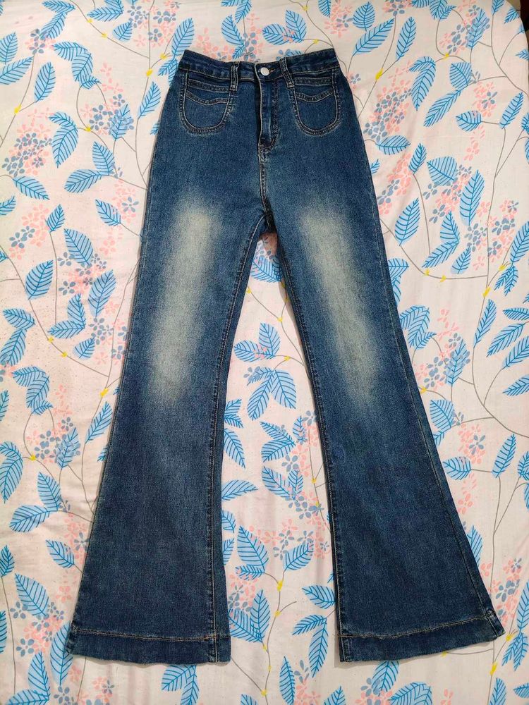 Vintage Flared Blue Denim Jeans
