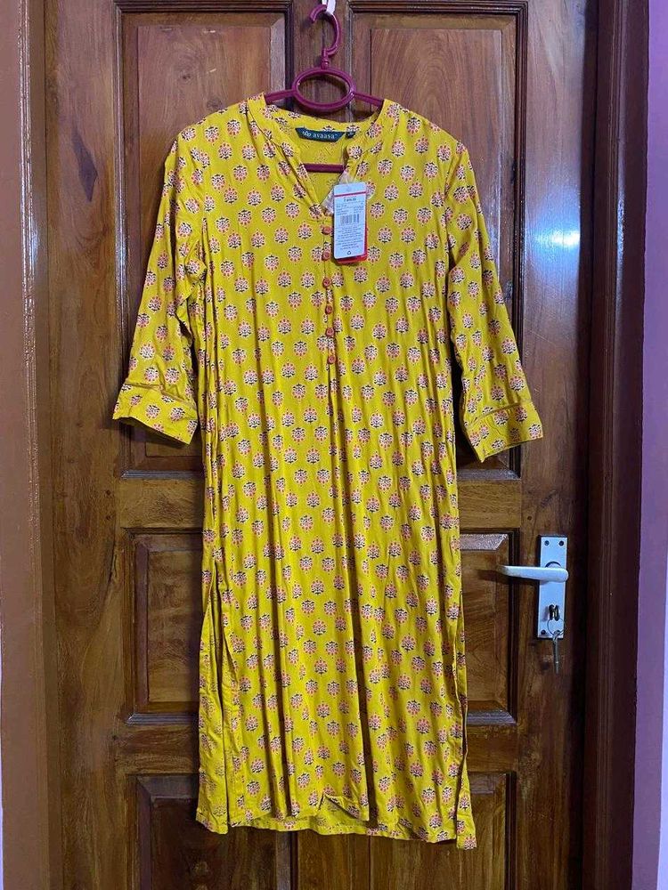 Yellow Printed Kurta