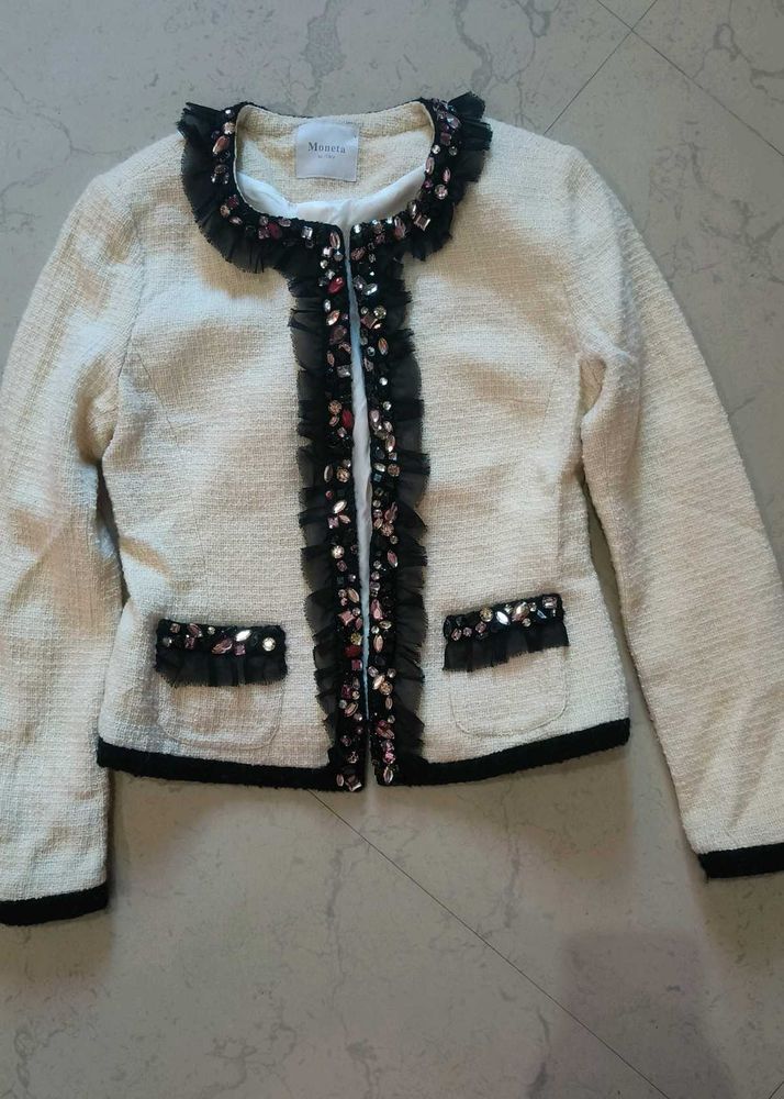 Elegant Tweed Jacket with Embellishments