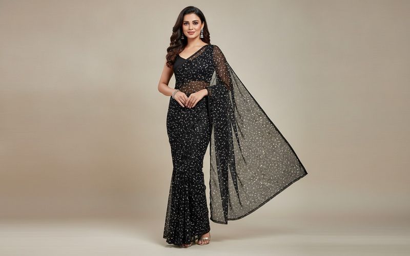 Bollywood black net Saree🥳
