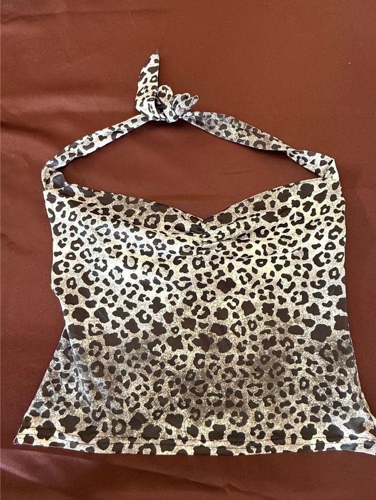 Leopard Print Halter Neck Top