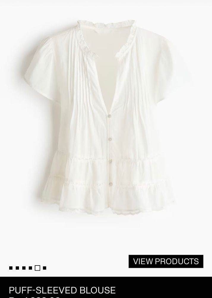 H&amp;M Chic White Puff-Sleeved Blouse(never worn)