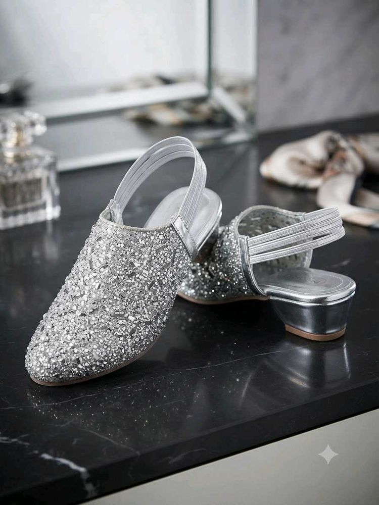 Sparkling Silver Slingback bellies