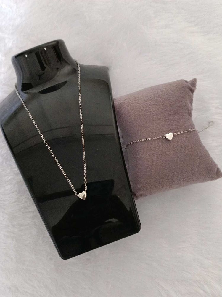 Heart Necklace &amp; Bracelet Set