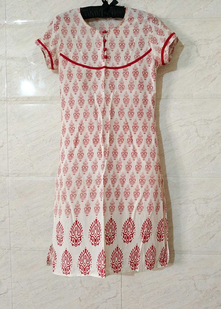 Red Print Short Sleeve Dress