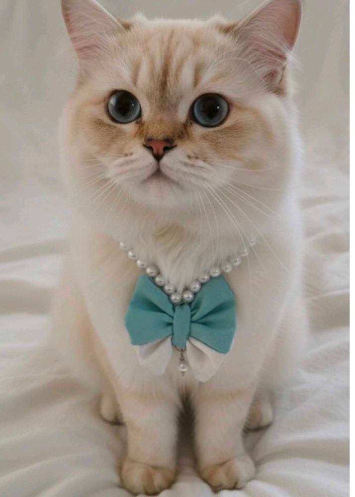 Cat dog Pearl Bow Necklace
