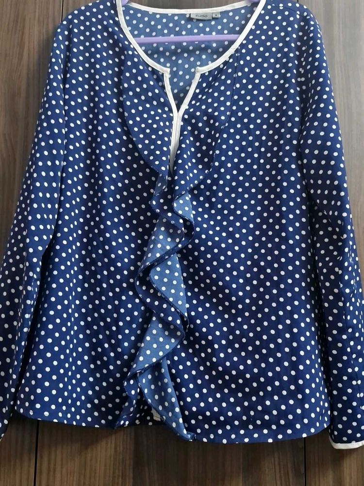 Chic Polka Dot Ruffle Blouse