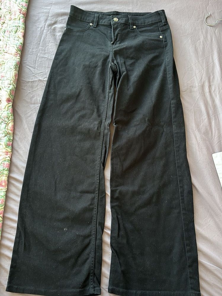 Black Wide Leg Denim Jeans