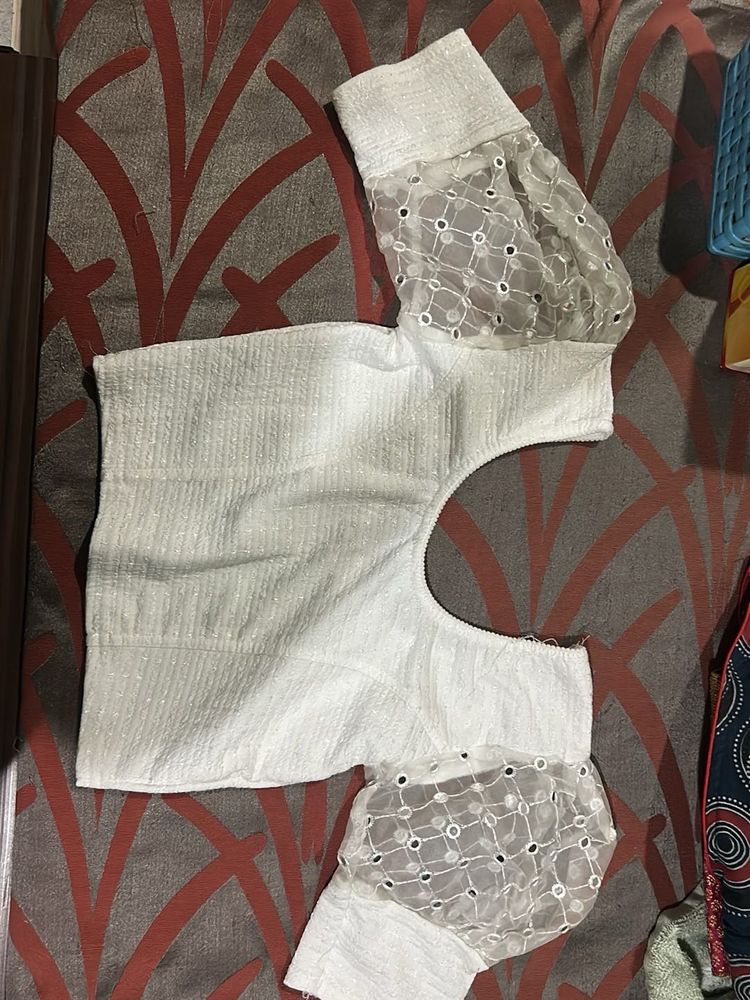 Elegant White Embroidered Blouse