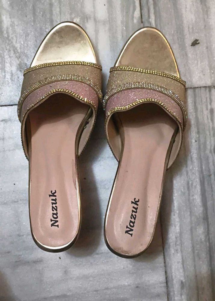 Sparkling Gold &amp; Pink Flats
