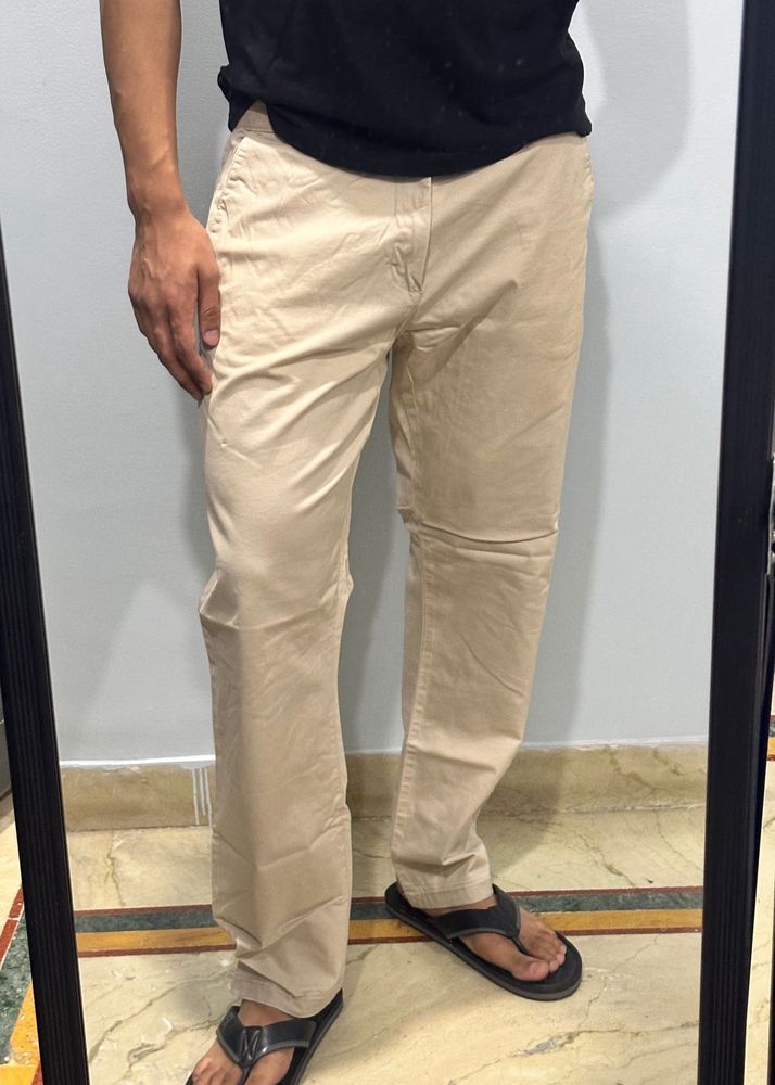 Men's Straight Fit Beige Chinos