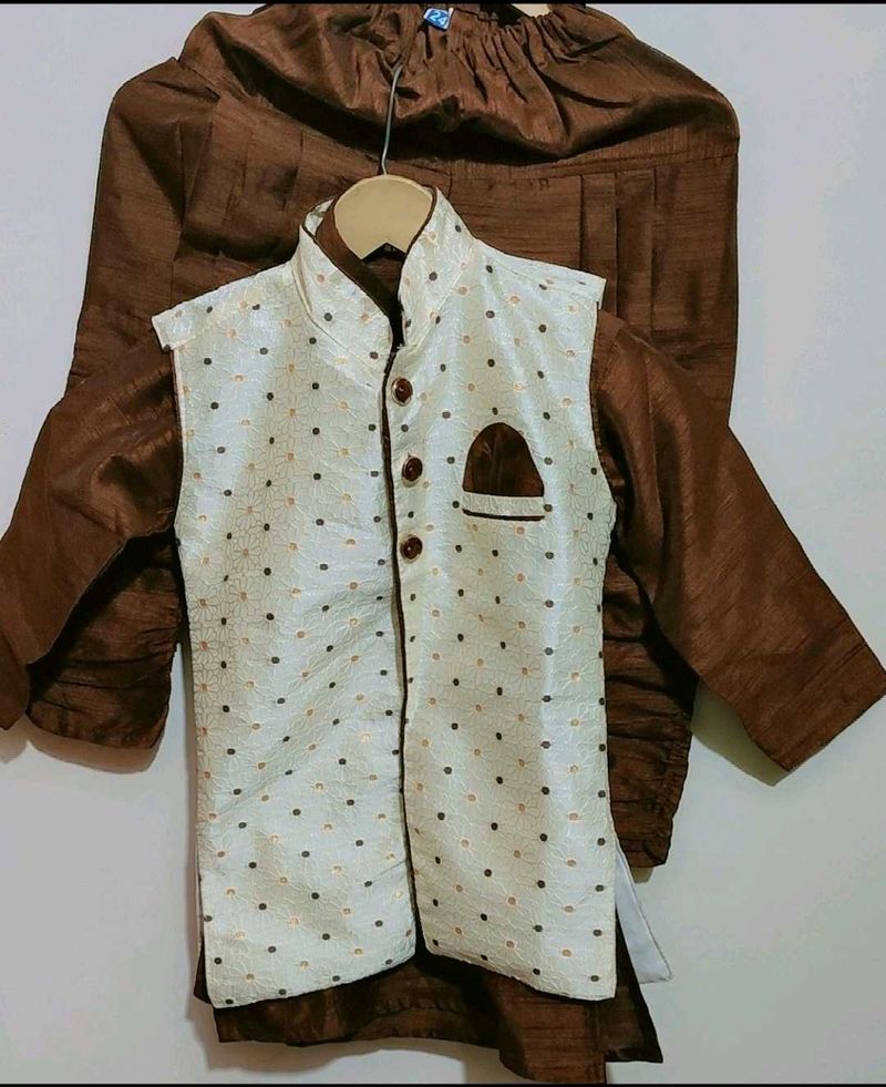 Brown 🟤Bajirao Style Kurta Set 3- 4 Year Boy