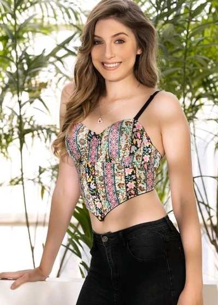 Clovia Padded Underwired Floral Print Bra Blouse