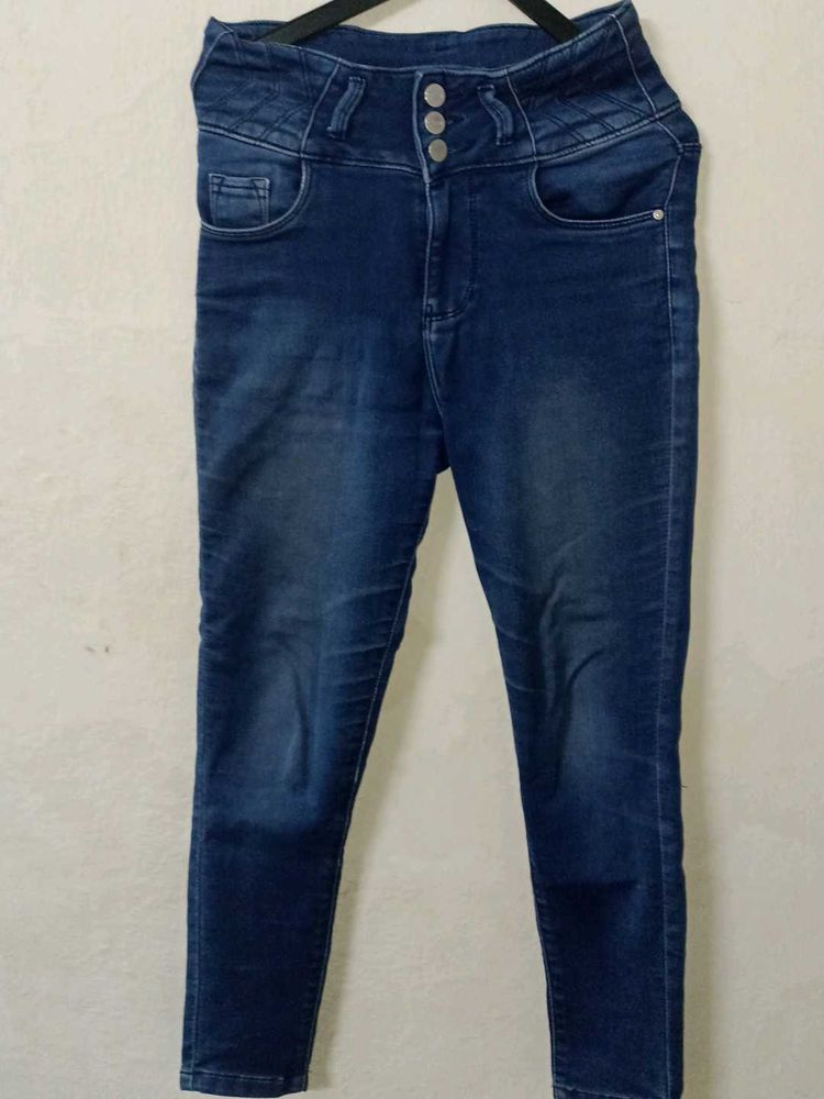 High Waisted Blue Denim Jeans