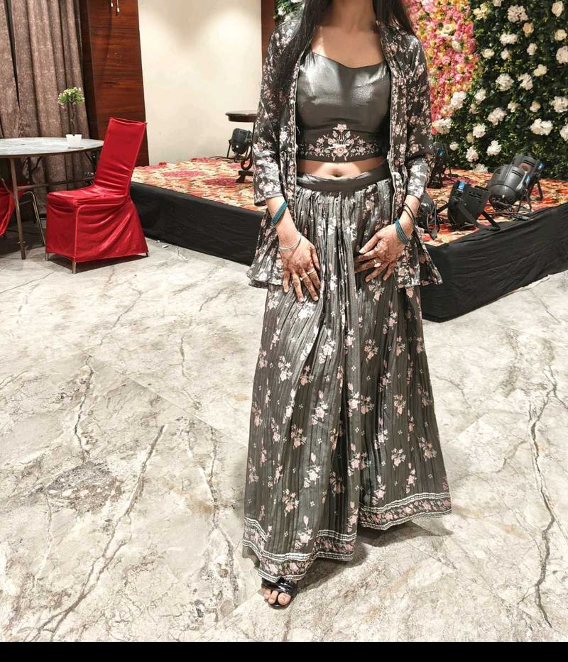 Elegant Floral Print Lehenga Choli jacket set
