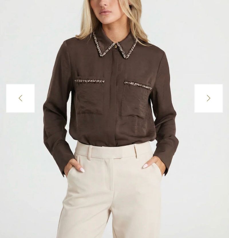 Zara Elegant Brown Button-Up Shirt