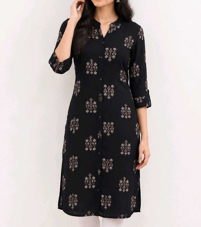 Black Printed Kurta