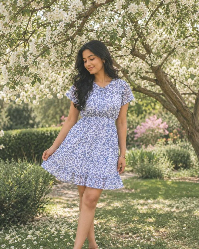 Blue floral dress