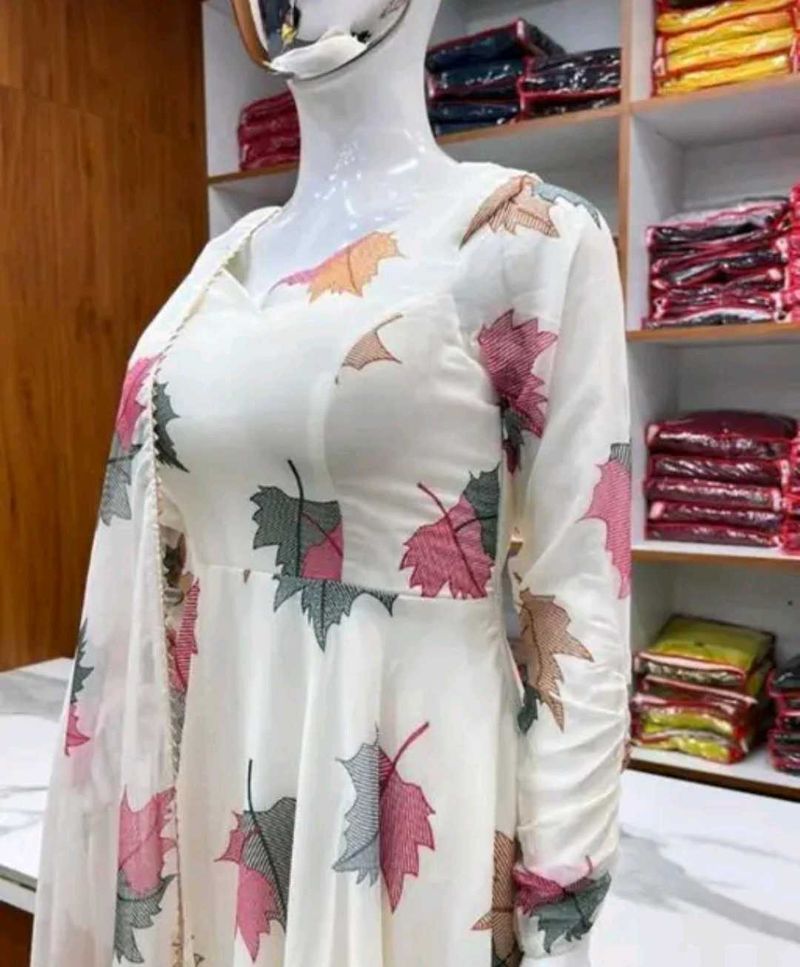 Elegant Leaf Print Kurta Set
