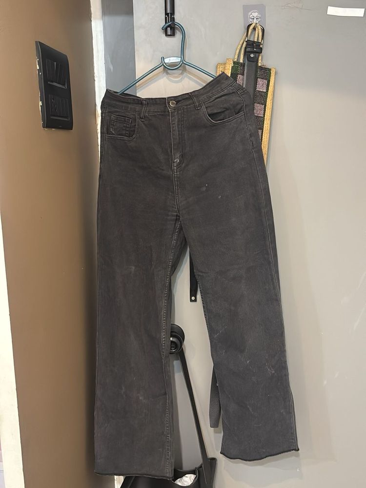 Gray Wide Leg Jeans