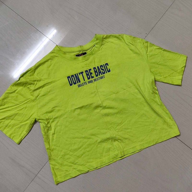 Graphic Print Neon Cropped T-Shirt