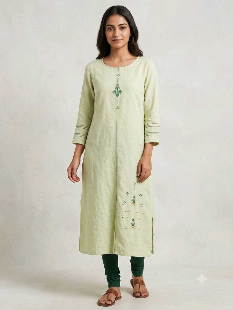 Elegant Pastel Green Embroidered Kurta