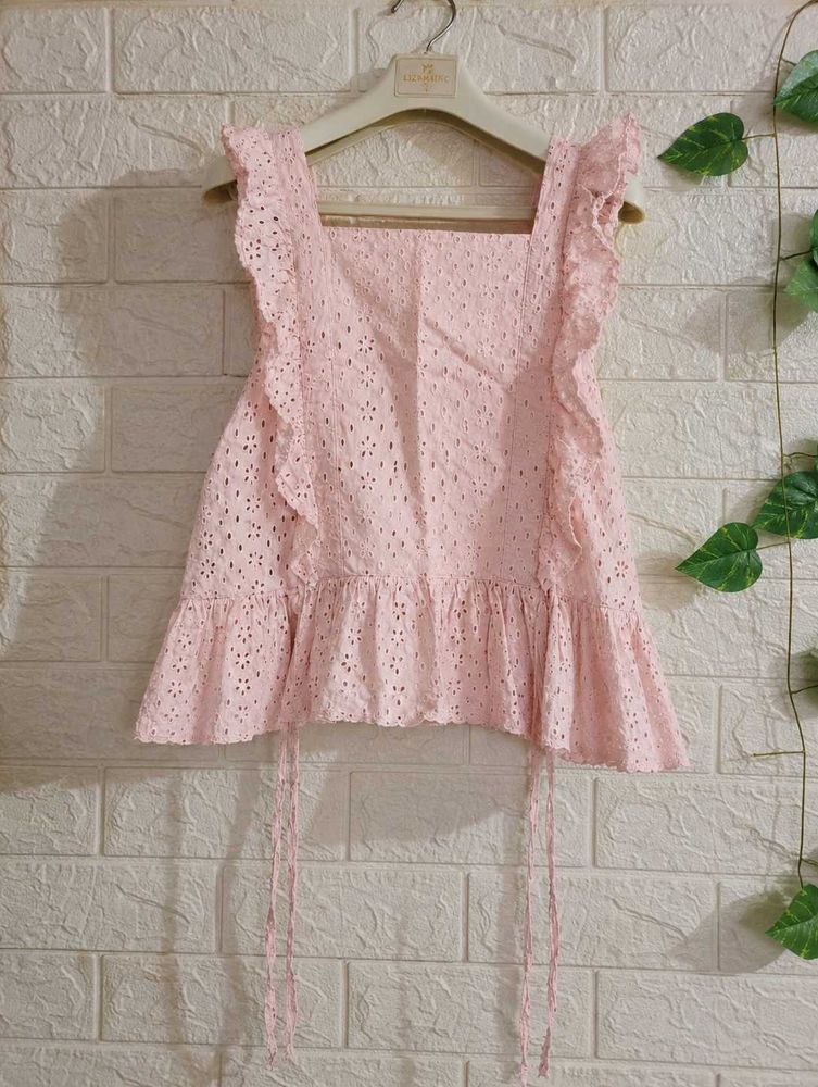 Pink Broderie Anglaise Cami Top