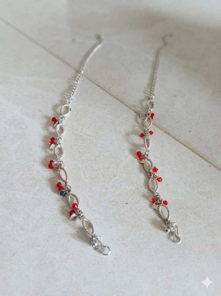 Elegant Anklets with Red Beads