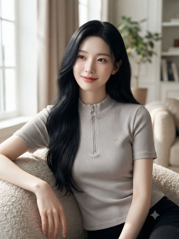 Ribbed Quarter Zip Short Sleeve Top
