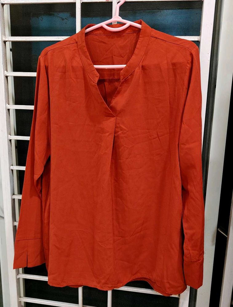 Chic Burnt Orange V-Neck with black Forever 21 top
