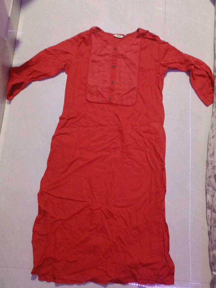 Red Cotton Kurta