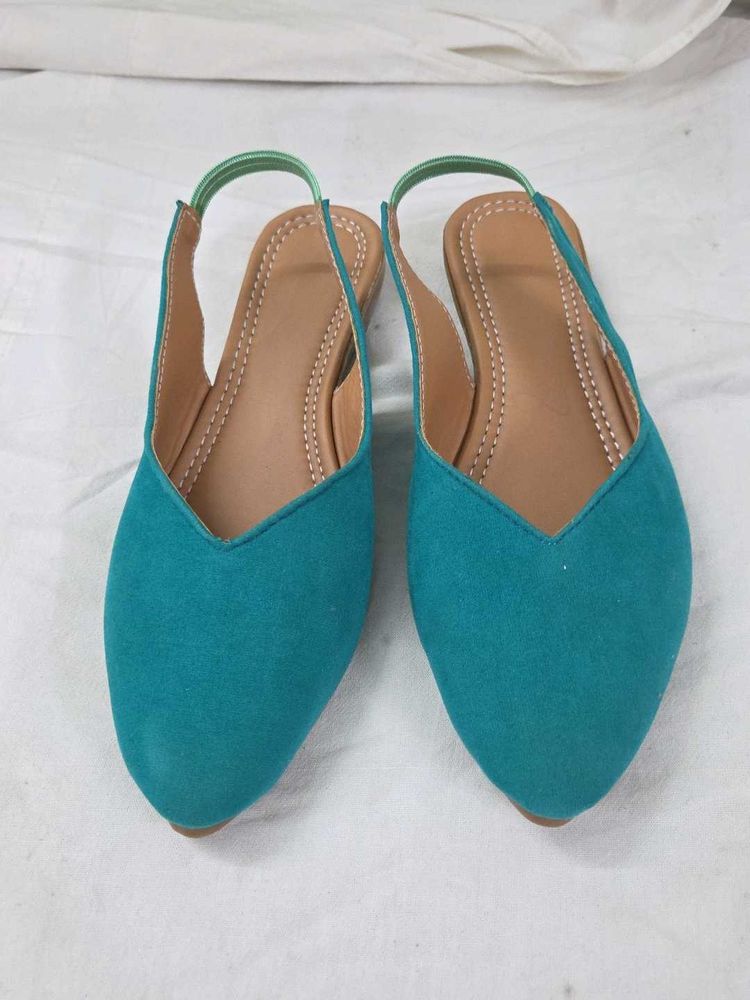 Teal Blue Slingback Flats