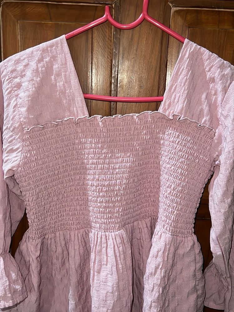 Chic Pink Smocked Peplum Top
