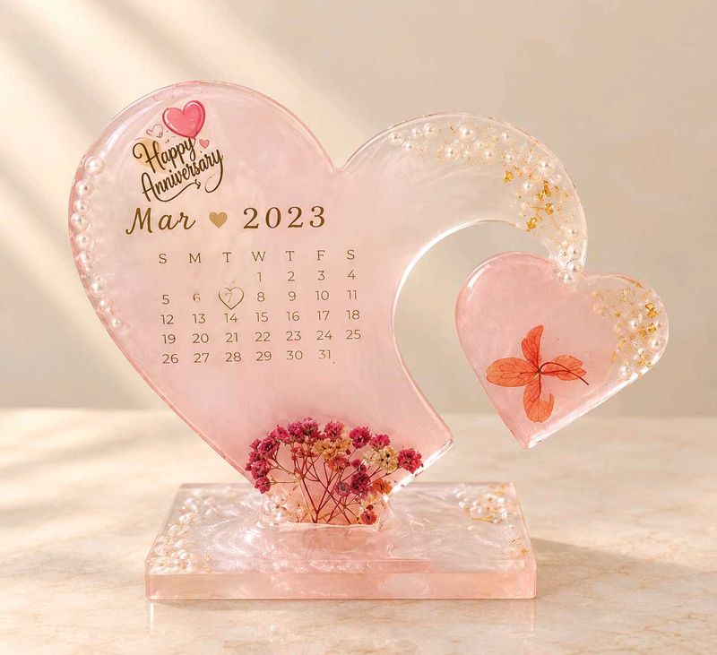 Heart Shape Anniversary Desk Calendar