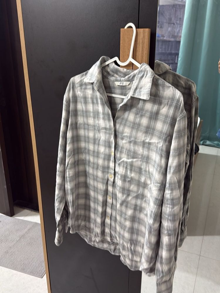 Oversized Plaid Button-Up Shirt