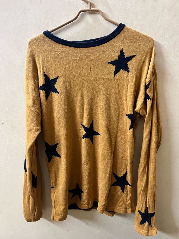 Mustard Yellow Star Print Top