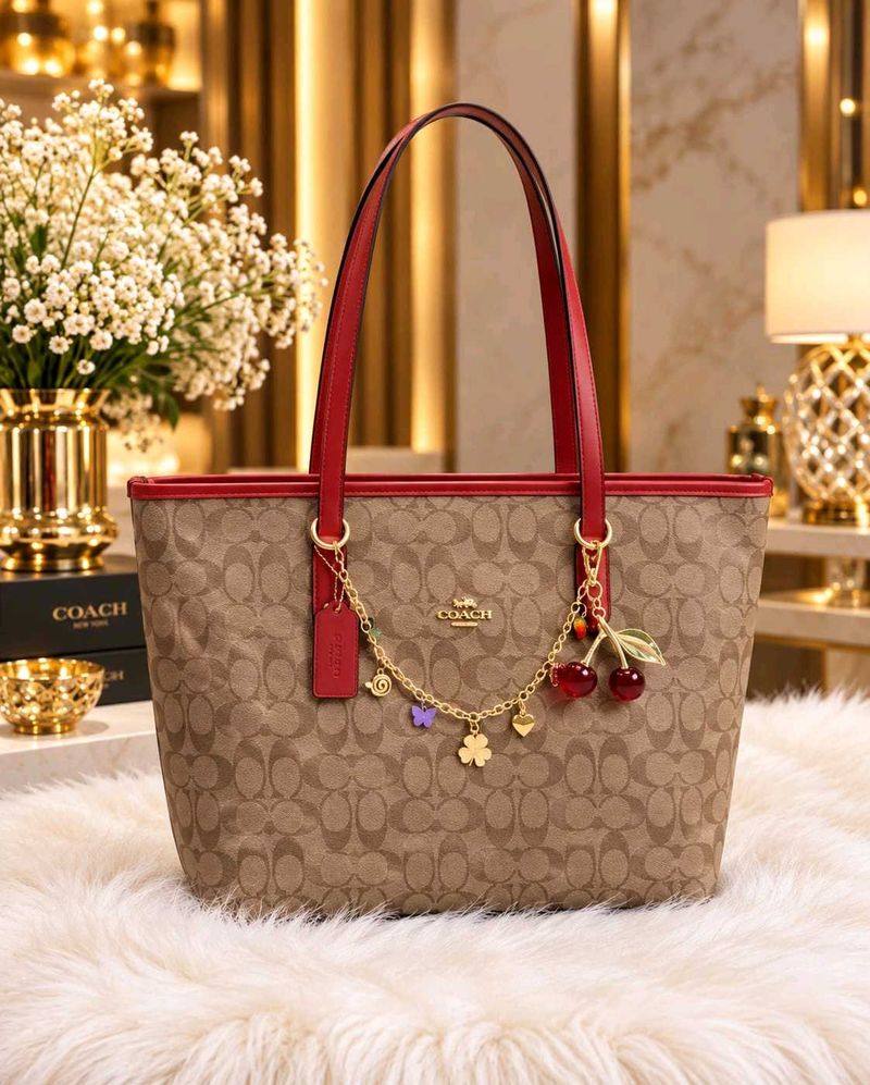 Coach Monogram Tote Bag with Charms