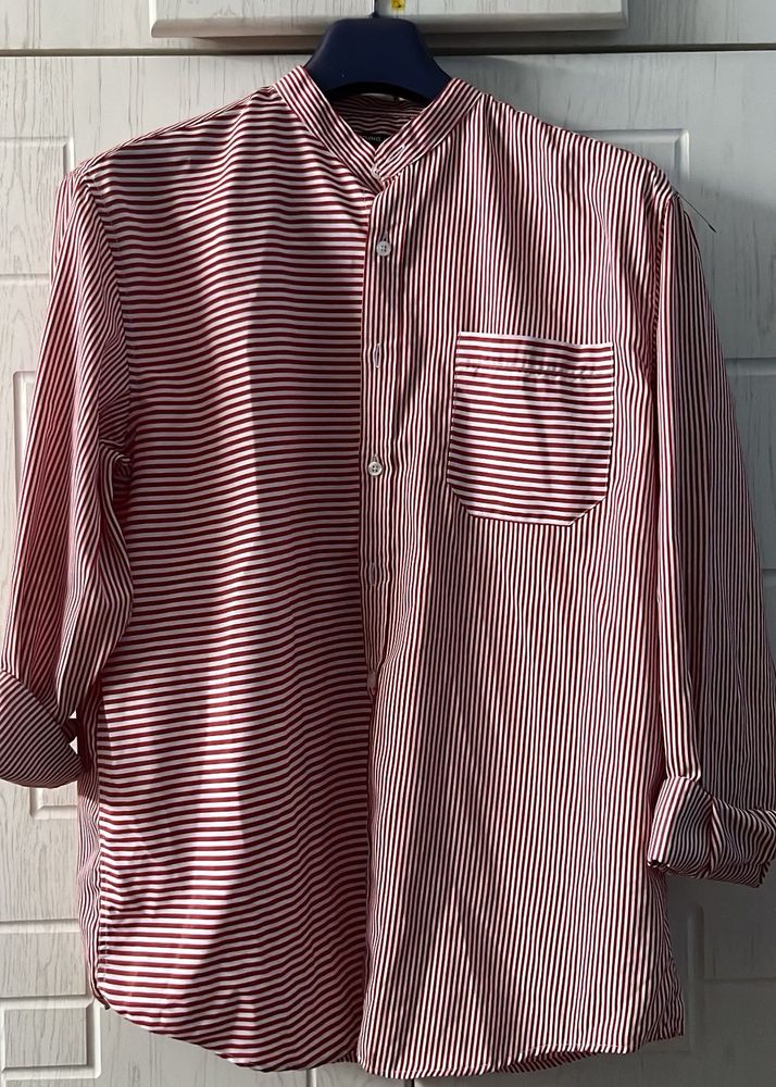 🍉Striped Band Collar Shirt