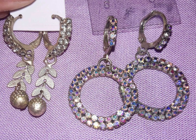 Sparkling Hoop &amp; Drop (2 Earrings Set) ♡