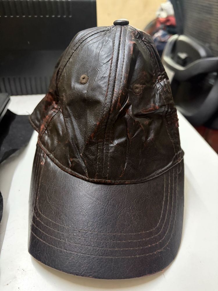 Brown Faux Leather Cap