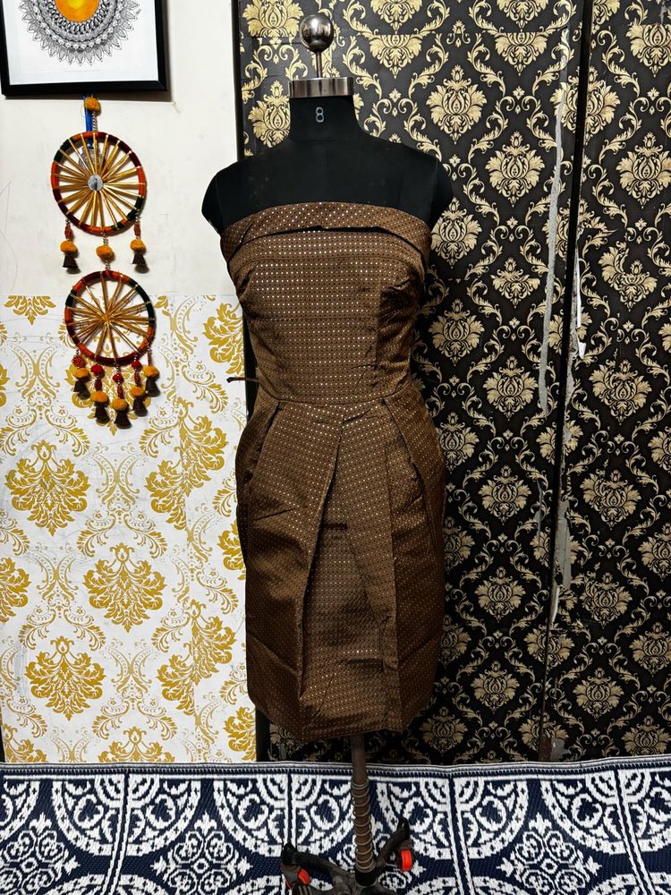 Brown Strapless Mini Dress