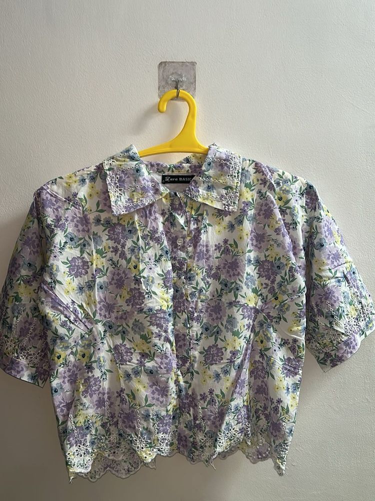 Cute Floral Print Cropped Top