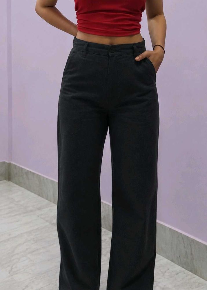 Wide Leg Twill Pant (High waist)