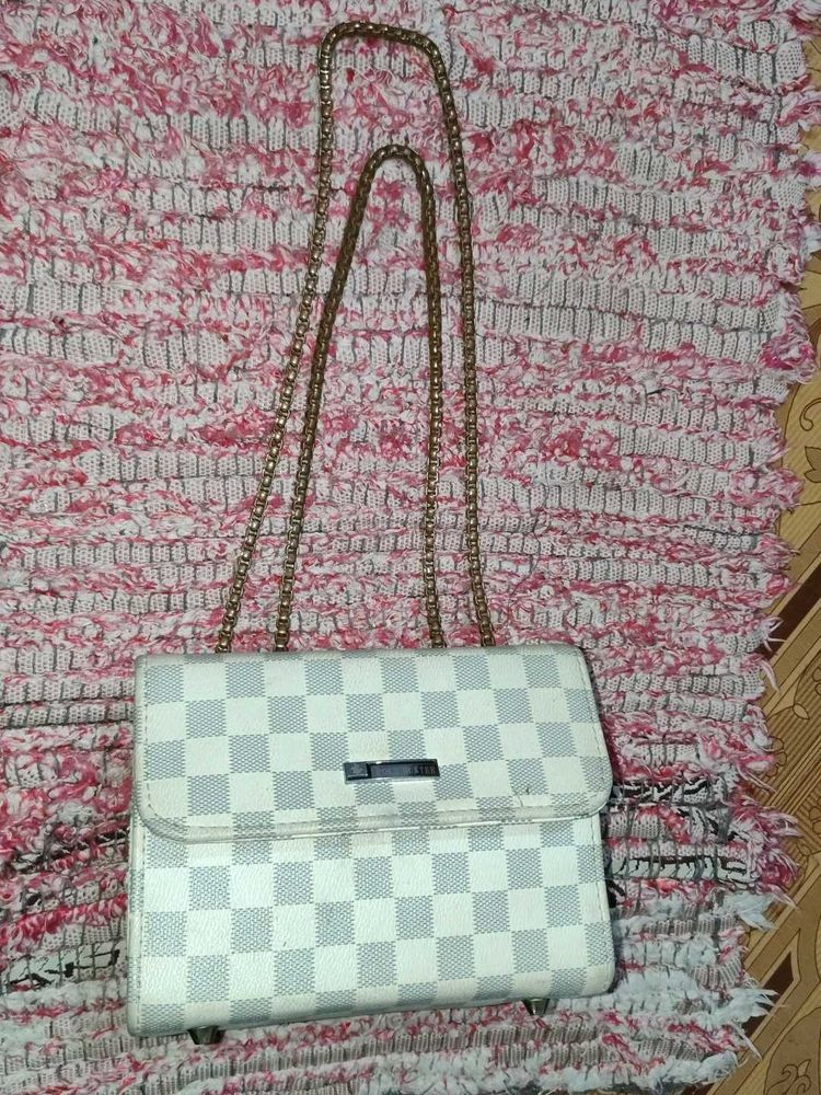 Checkerboard Chain Sling Bag