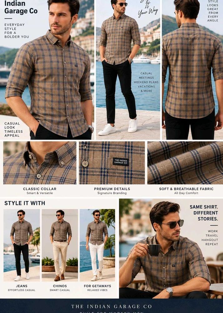 Indian Garage Co Men's Plaid Casual Shirt