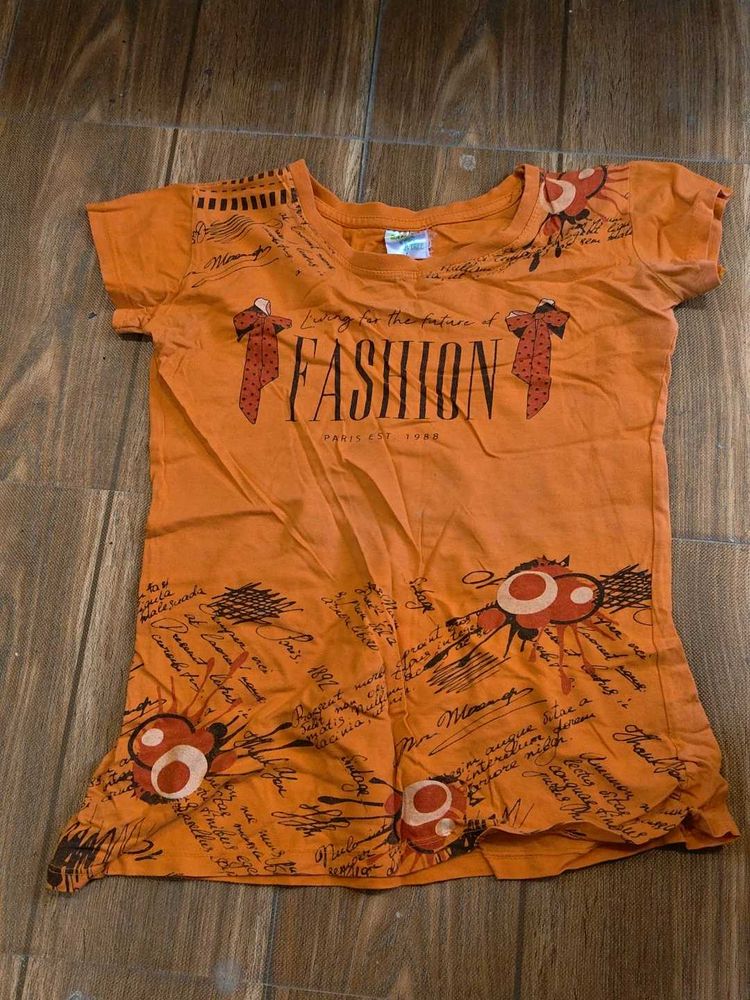 Orange Graphic Print T-Shirt